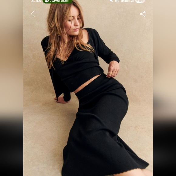 Sezane Francine Elegant Black Knitted Midi Skirt - Picture 5 of 6